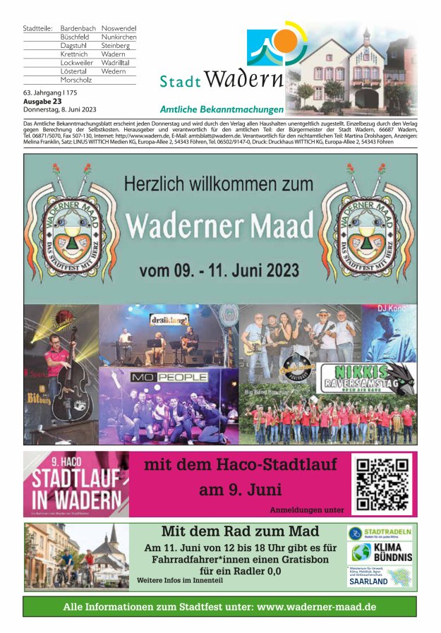 Stadt Wadern Titelblatt 23/2023