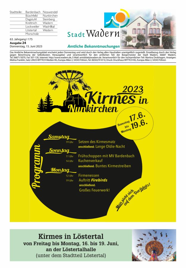 Stadt Wadern Titelblatt 24/2023
