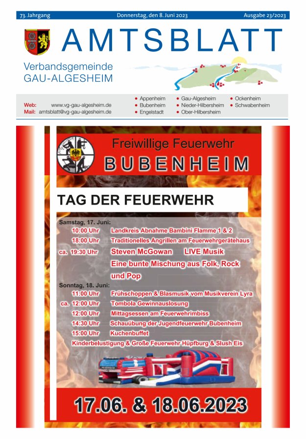 Amtsblatt der VG Gau-Algesheim Titelblatt 23/2023