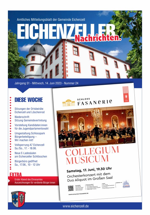 Amtliches Mitteilungsblatt der Gemeinde Eichenzell Titelblatt 24/2023