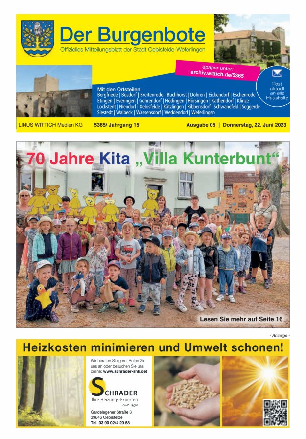 Mitteilungsblatt der Einheitsgemeinde Stadt Oebisfelde-Weferlingen Titelblatt 25/2023