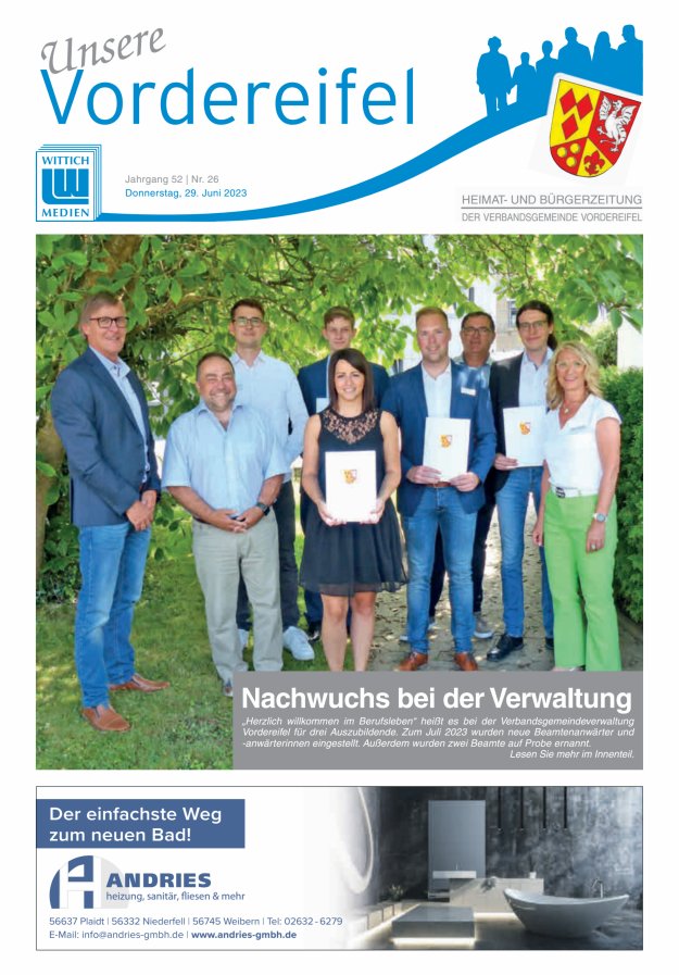 Mitteilungsblatt Vordereifel - Heimat- u Bürgerzeitung der VG Vordereifel Titelblatt 26/2023