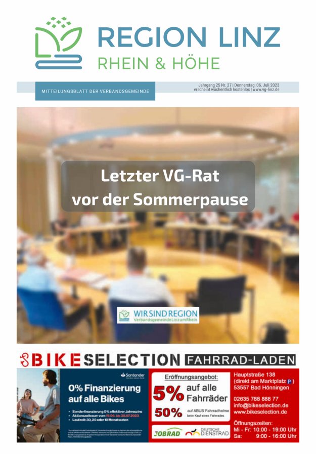 Unsere Verbandsgemeinde Linz am Rhein Titelblatt 27/2023