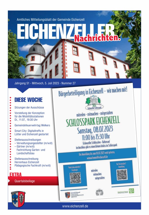 Amtliches Mitteilungsblatt der Gemeinde Eichenzell Titelblatt 27/2023