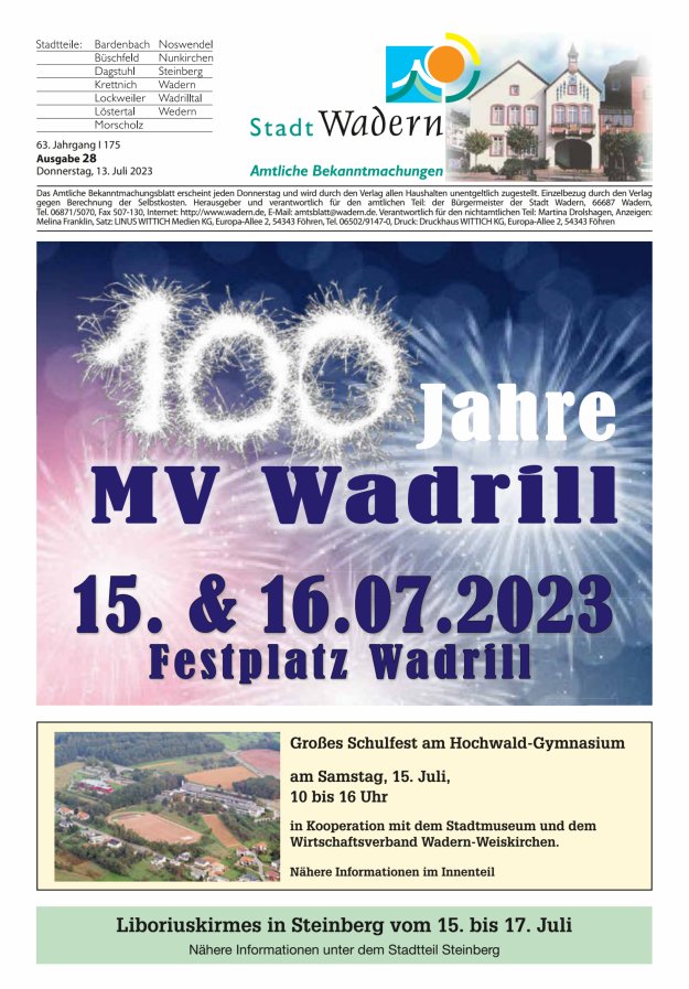 Stadt Wadern Titelblatt 28/2023
