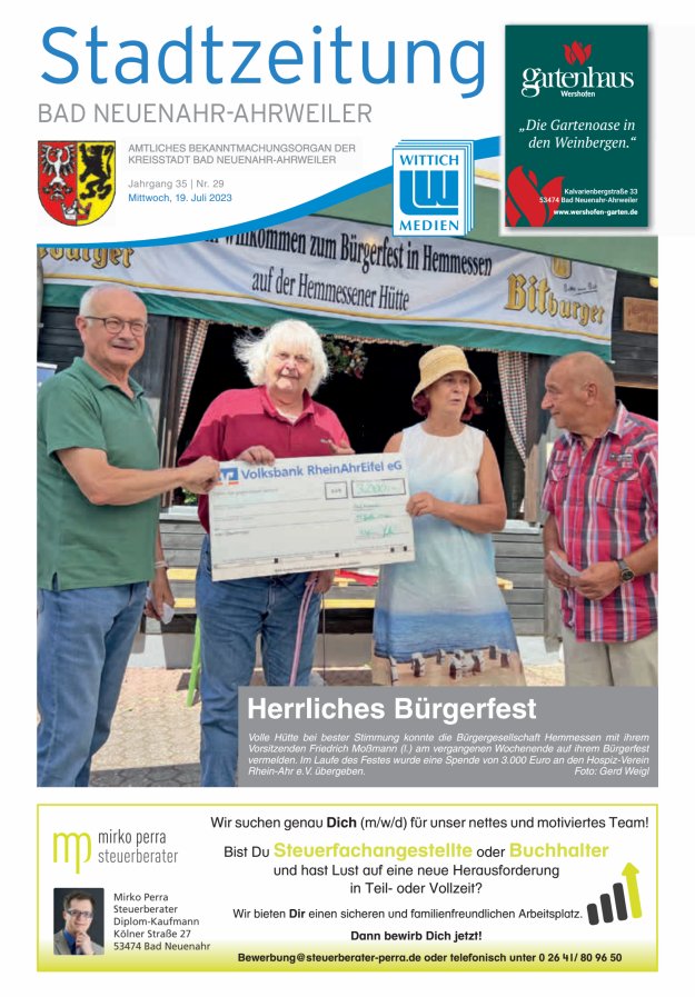 Stadtzeitung Bad Neuenahr-Ahrweiler Titelblatt 29/2023