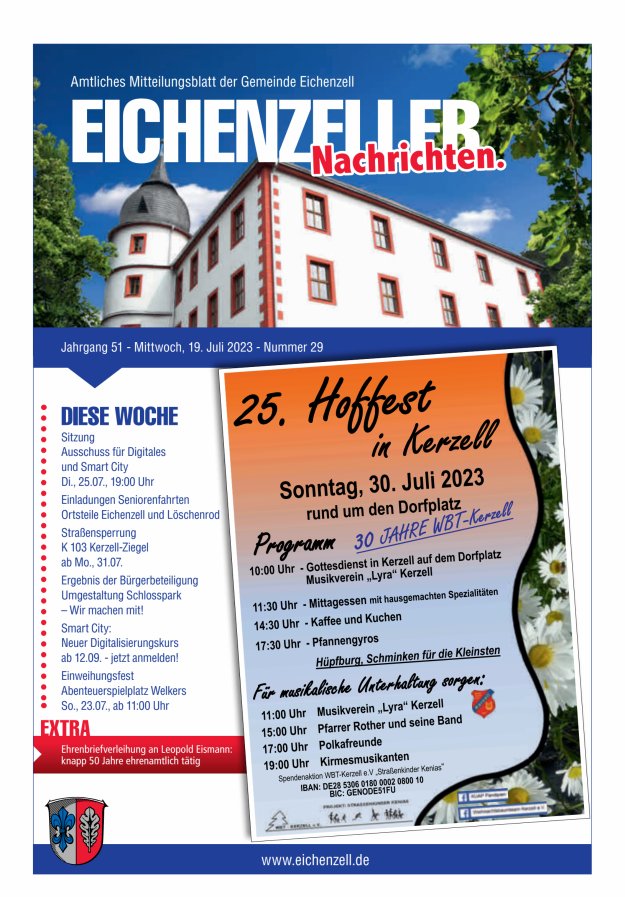 Amtliches Mitteilungsblatt der Gemeinde Eichenzell Titelblatt 29/2023