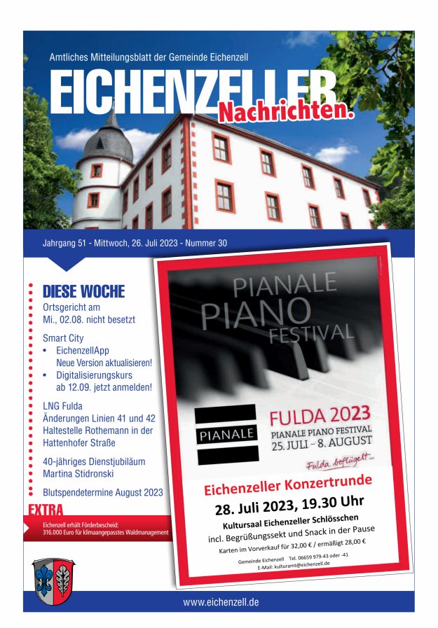 Amtliches Mitteilungsblatt der Gemeinde Eichenzell Titelblatt 30/2023