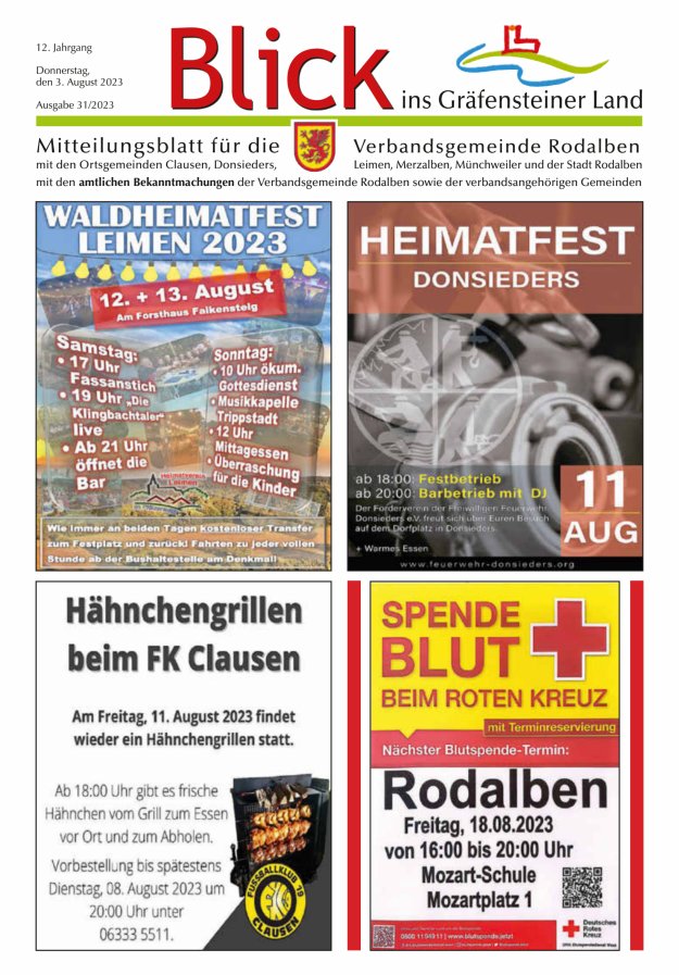 Blick ins Gräfensteiner Land VG Rodalben Titelblatt 31/2023