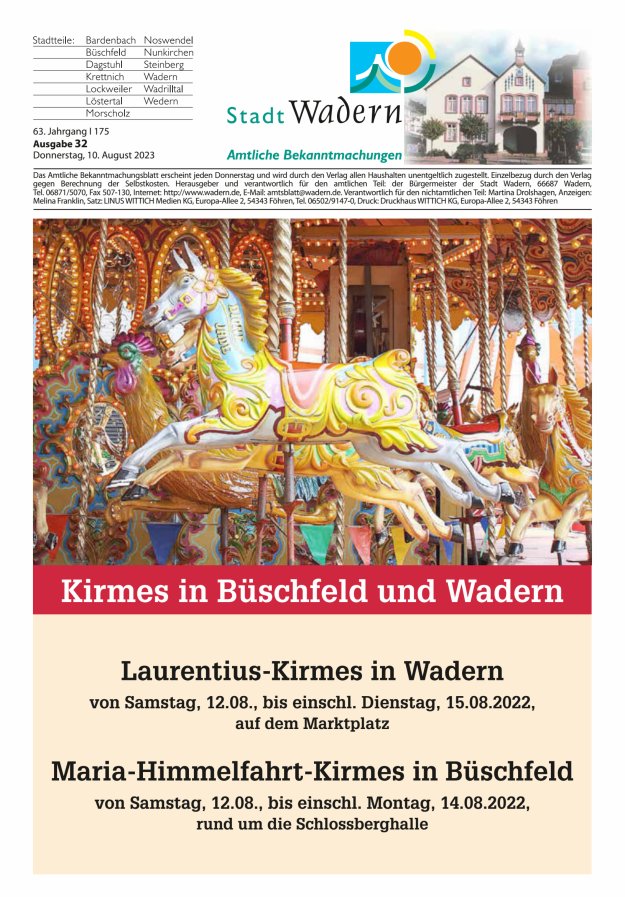 Stadt Wadern Titelblatt 32/2023