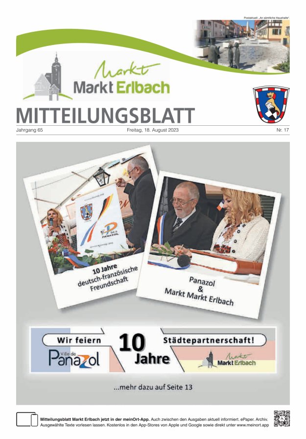 Mitteilungsblatt Markt Erlbach Titelblatt 17/2023