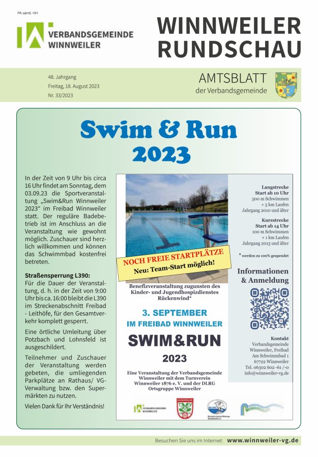 Winnweiler Rundschau Titelblatt 33/2023