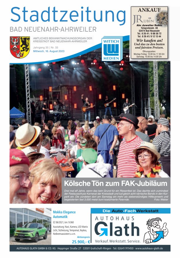Stadtzeitung Bad Neuenahr-Ahrweiler Titelblatt 33/2023