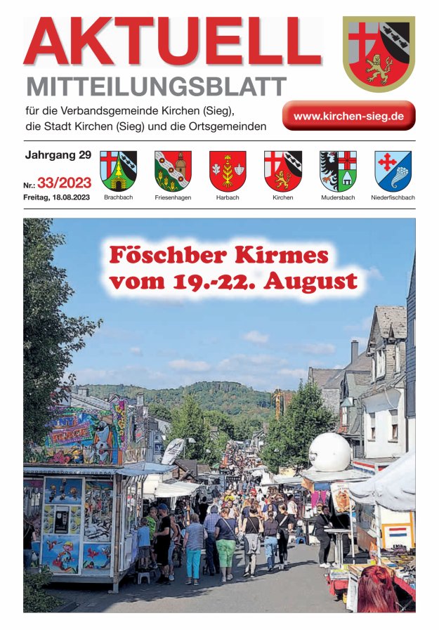Aktuell - Mitteilungsblatt für die VG Kirchen (Sieg) Titelblatt 33/2023