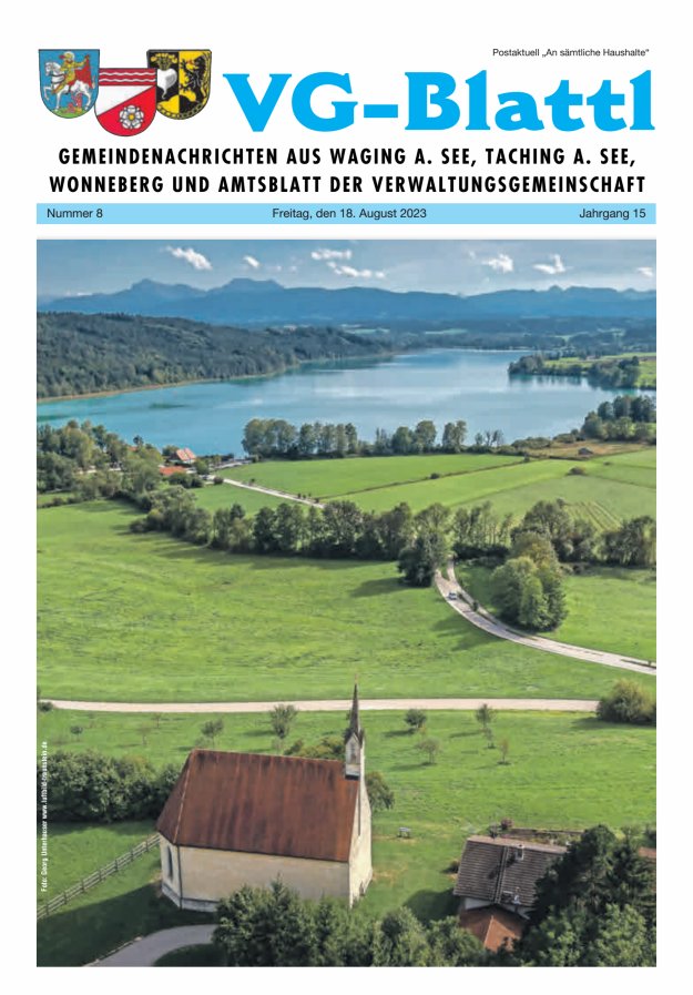 Gemeinde-Zeitung Waging a See Titelblatt 08/2023