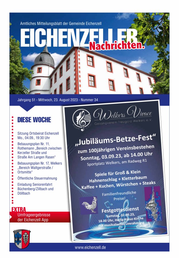 Amtliches Mitteilungsblatt der Gemeinde Eichenzell Titelblatt 34/2023