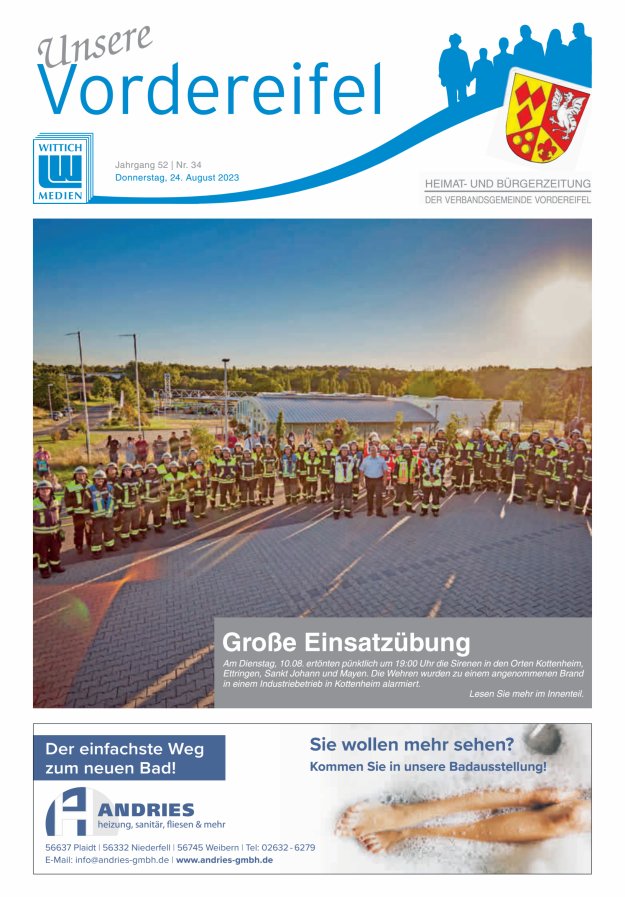 Mitteilungsblatt Vordereifel - Heimat- u Bürgerzeitung der VG Vordereifel Titelblatt 34/2023