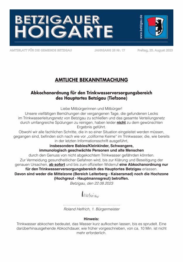 Betzigauer Hoigarte Amtsblatt der Gemeinde Betzigau Titelblatt 17/2023