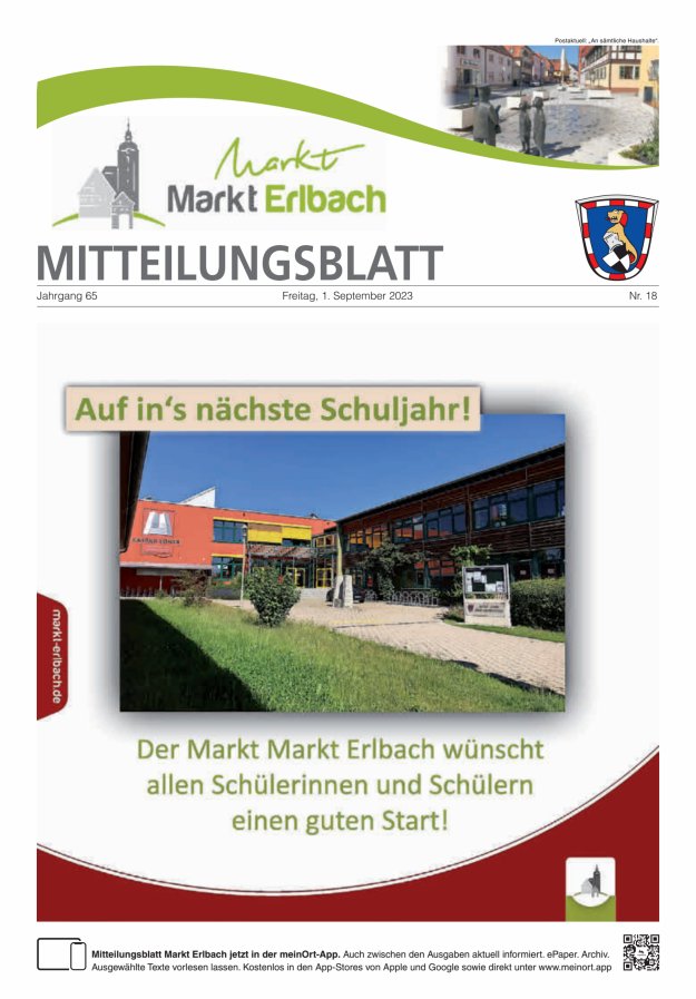 Mitteilungsblatt Markt Erlbach Titelblatt 18/2023