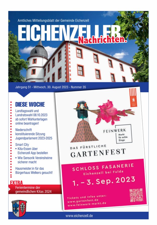 Amtliches Mitteilungsblatt der Gemeinde Eichenzell Titelblatt 35/2023