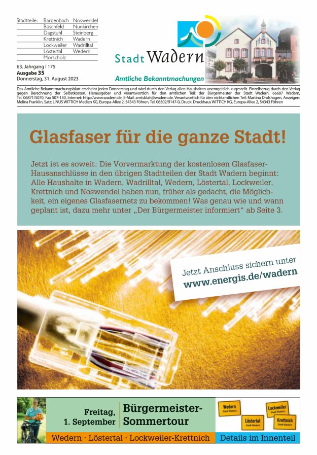 Stadt Wadern Titelblatt 35/2023