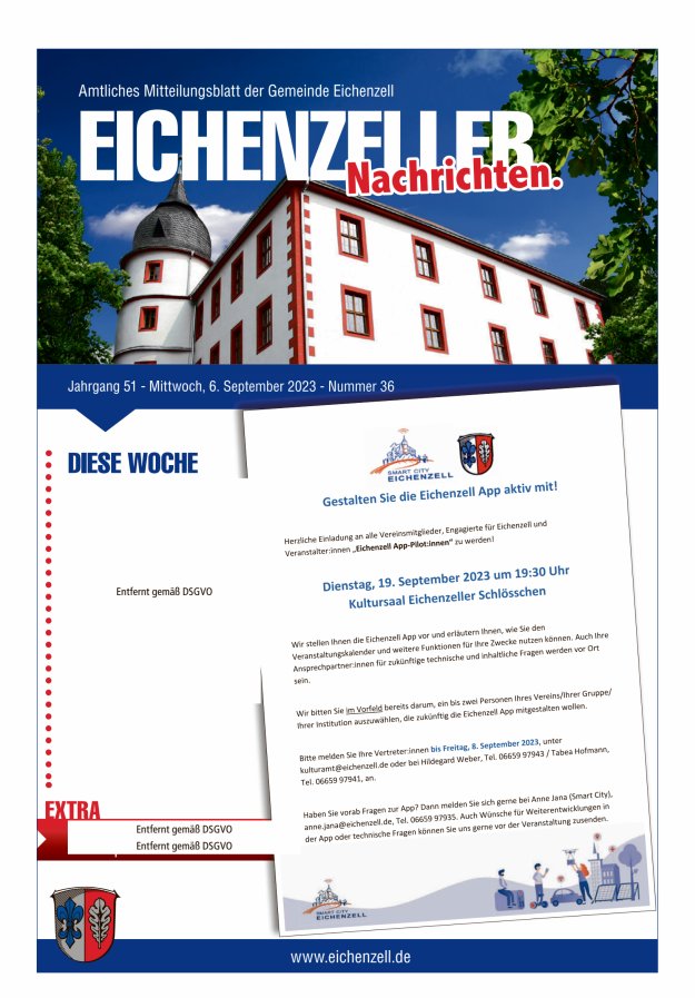 Amtliches Mitteilungsblatt der Gemeinde Eichenzell Titelblatt 36/2023