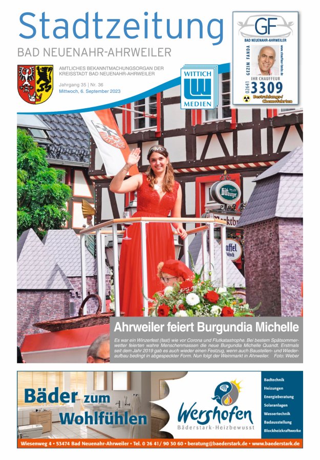 Stadtzeitung Bad Neuenahr-Ahrweiler Titelblatt 36/2023
