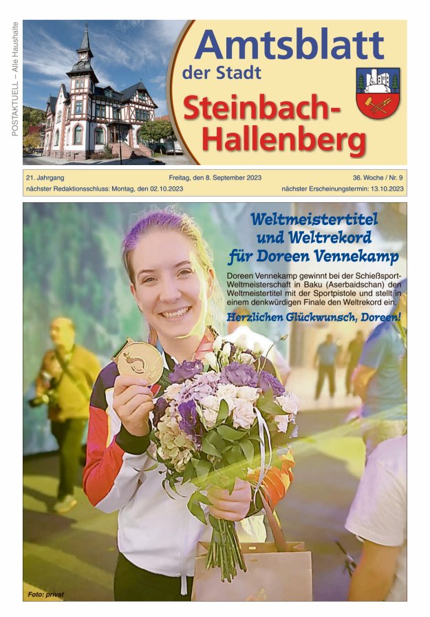 Amtsblatt der Stadt Steinbach-Hallenberg Titelblatt 09/2023