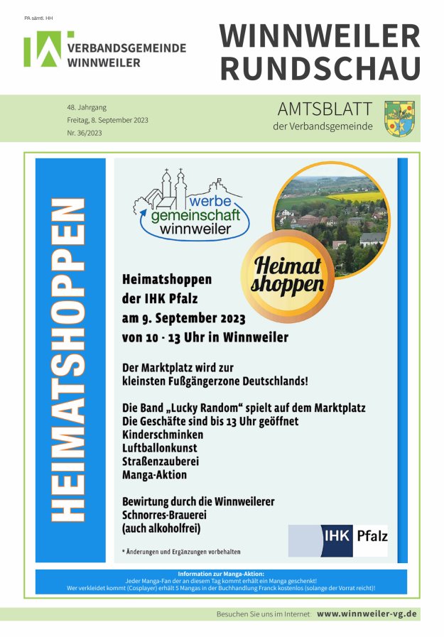 Winnweiler Rundschau Titelblatt 36/2023