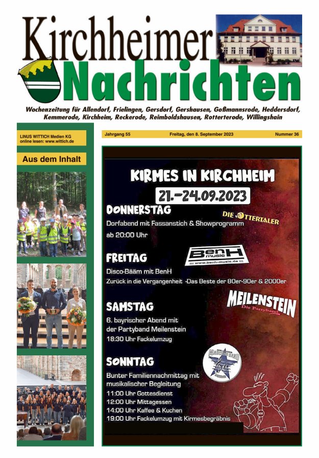 Kirchheimer Nachrichten Titelblatt 36/2023