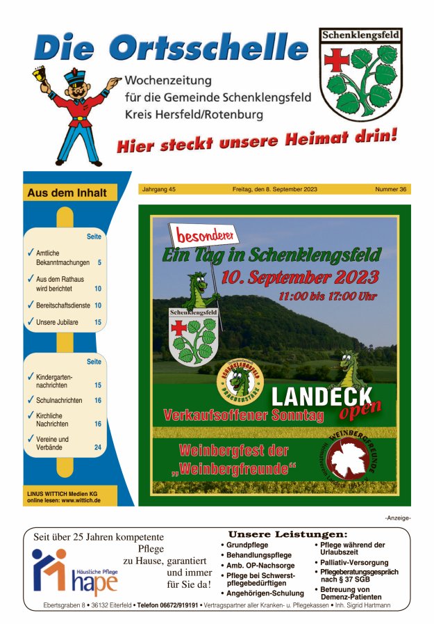 Die Ortsschelle Titelblatt 36/2023
