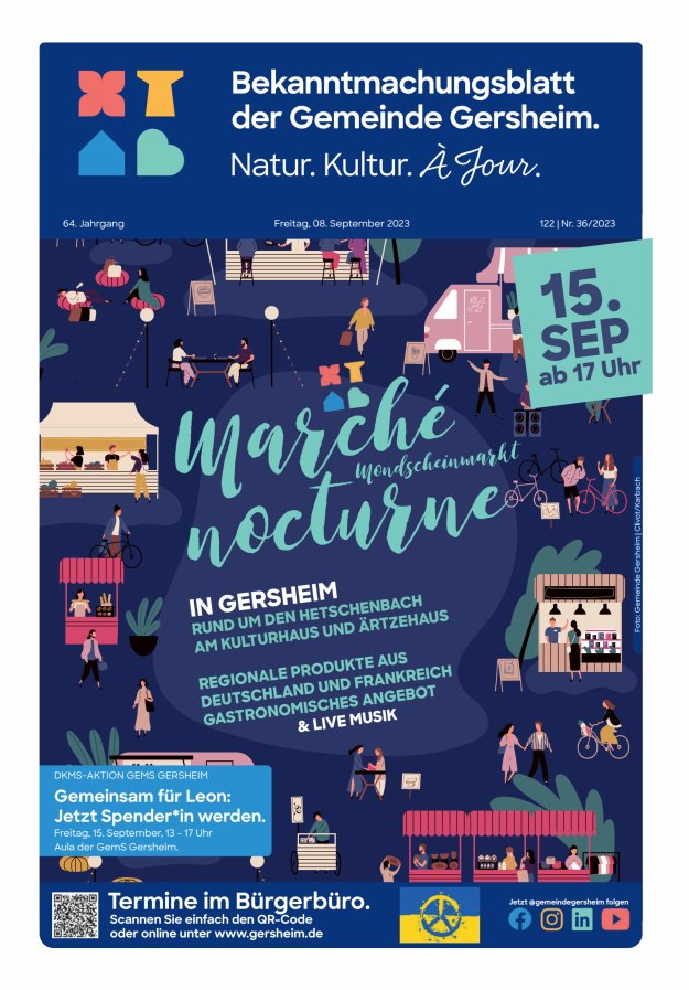 Bekanntmachungsblatt der Gemeinde Gersheim Titelblatt 36/2023
