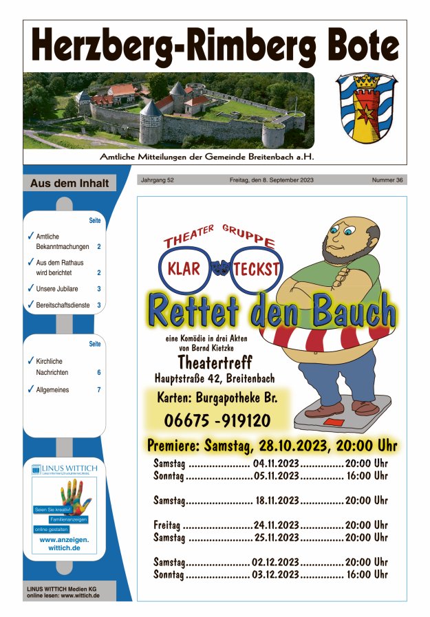 Herzberg-Rimberg Bote Titelblatt 36/2023