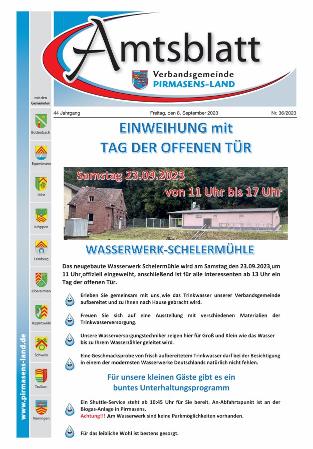 Amtsblatt VG Pirmasens-Land Titelblatt 36/2023