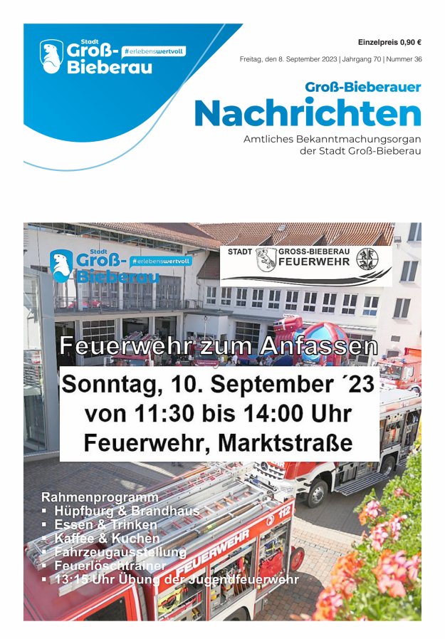 Groß-Bieberauer Nachrichten Titelblatt 36/2023
