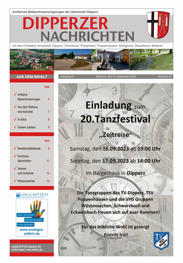 Dipperzer Nachrichten Titelblatt 37/2023