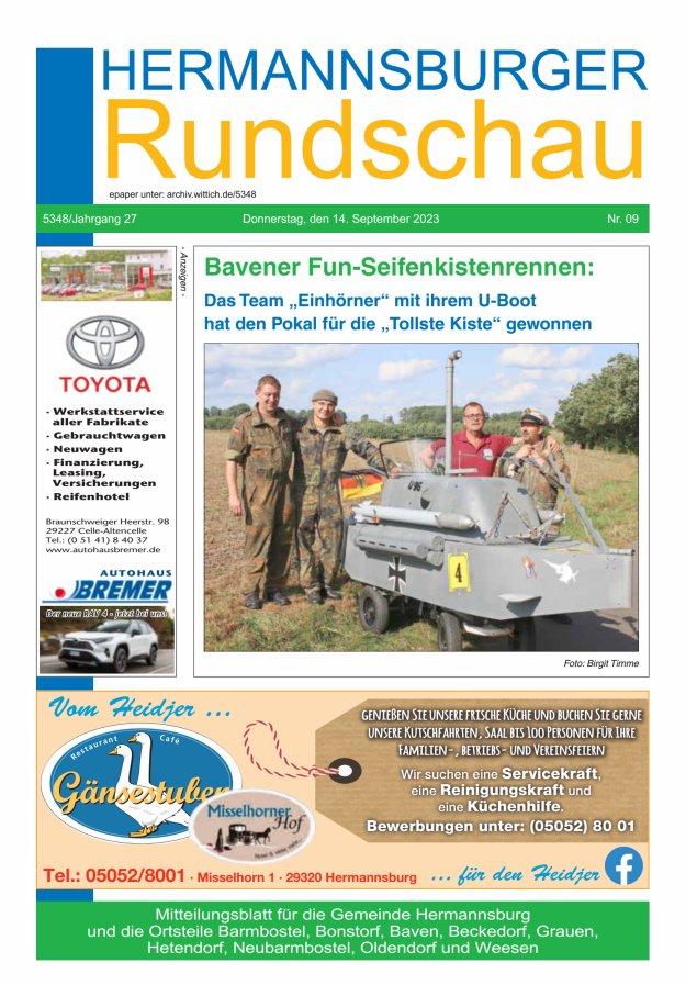Hermannsburger Rundschau Titelblatt 09/2023