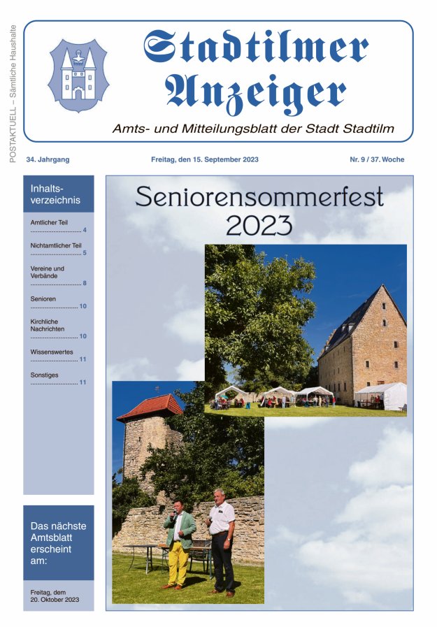 Stadtilmer Anzeiger Titelblatt 09/2023