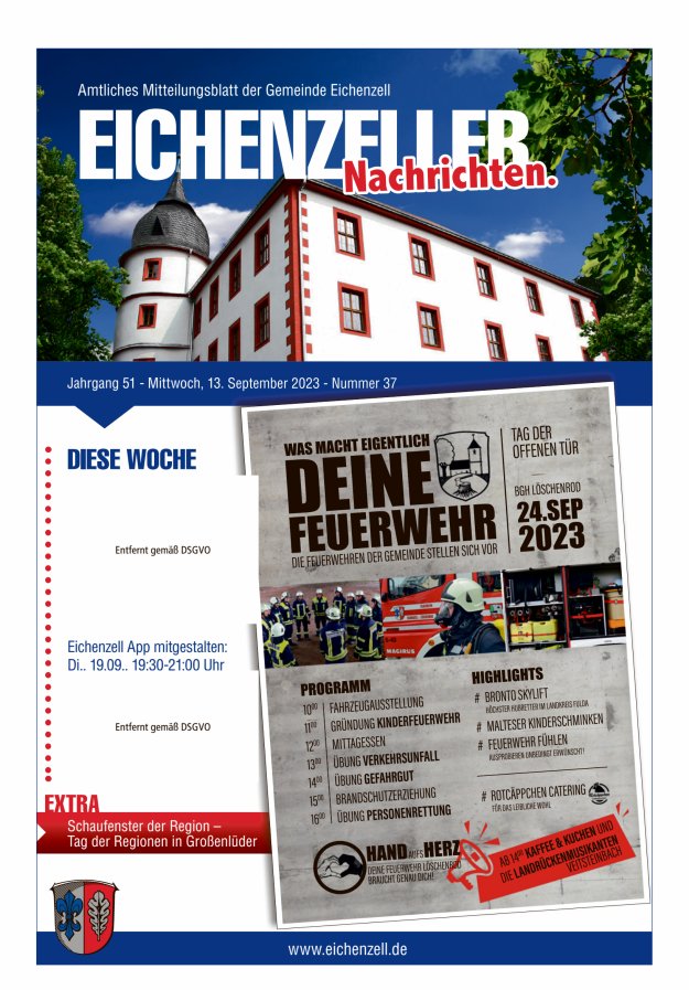 Amtliches Mitteilungsblatt der Gemeinde Eichenzell Titelblatt 37/2023