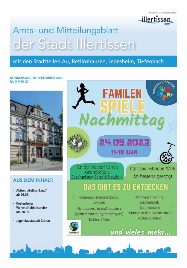 Amts- und Mitteilungsblatt Stadt Illertissen Titelblatt 37/2023