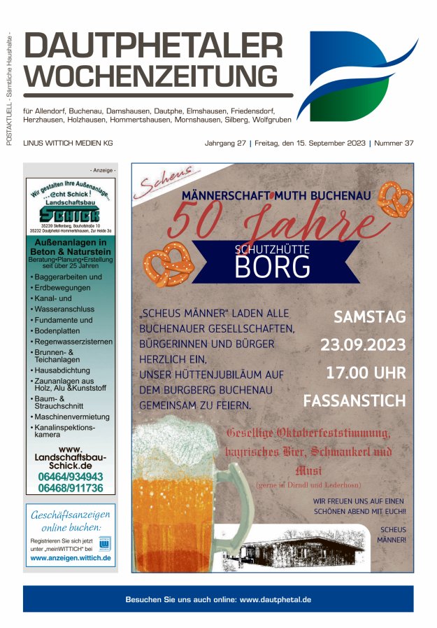 Dautphetaler Wochenzeitung Titelblatt 37/2023