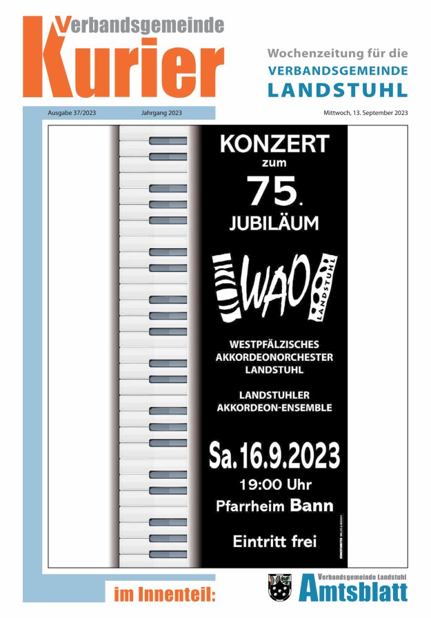 Verbandsgemeinde Kurier Landstuhl Titelblatt 37/2023
