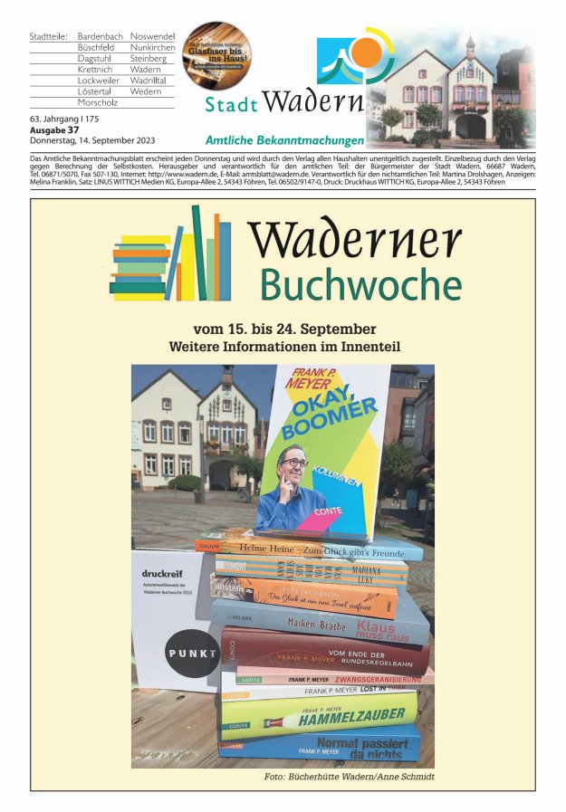 Stadt Wadern Titelblatt 37/2023