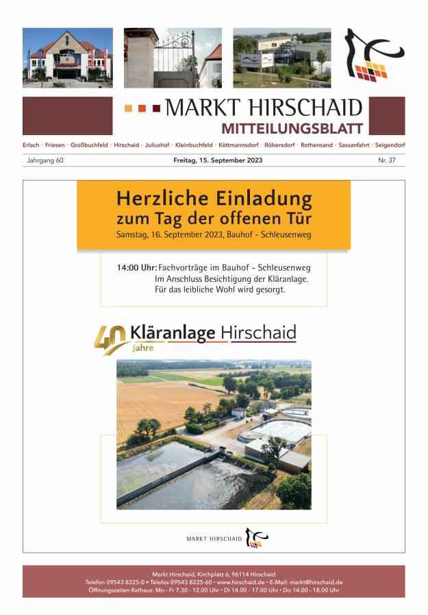 Mitteilungsblatt Markt Hirschaid Titelblatt 37/2023