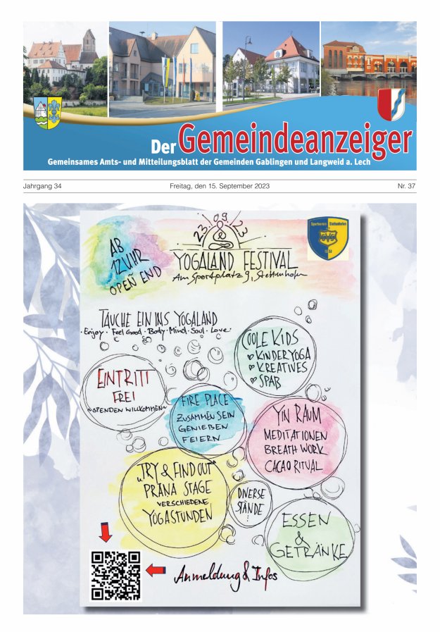 Der Gemeindeanzeiger - Gablingen Langweid Titelblatt 37/2023