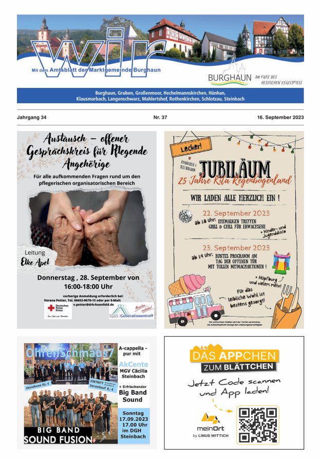 WIR - mit Amtsblatt der Marktgemeinde Burghaun Titelblatt 37/2023
