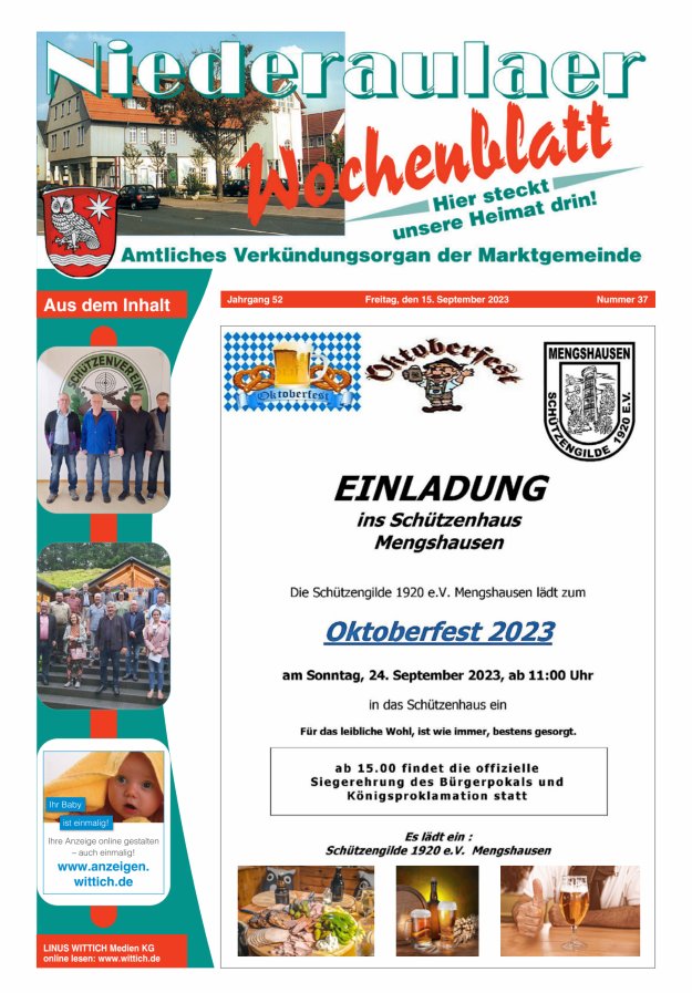 Niederaulaer Wochenblatt Titelblatt 37/2023