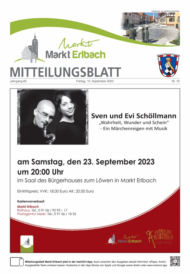 Mitteilungsblatt Markt Erlbach Titelblatt 19/2023
