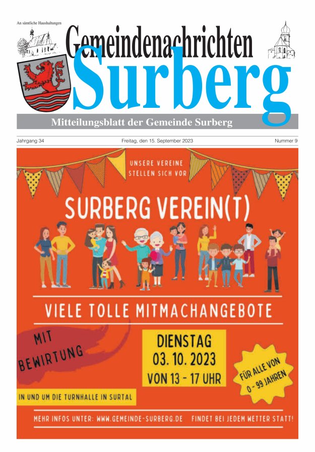 Gemeindenachrichten Surberg Titelblatt 09/2023