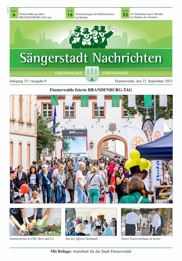 Sängerstadt Nachrichten  Titelblatt 09/2023